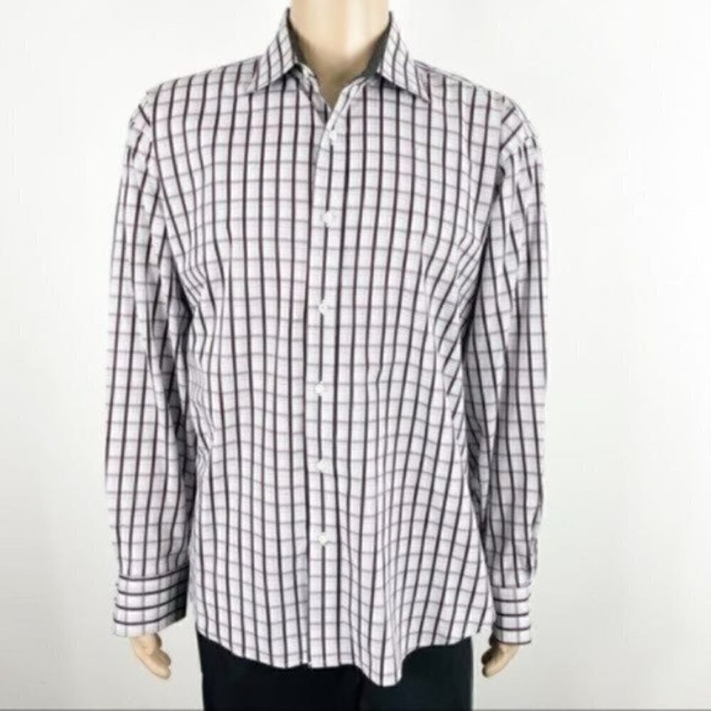 Christian Aujard Paris plaid button down size 3XL